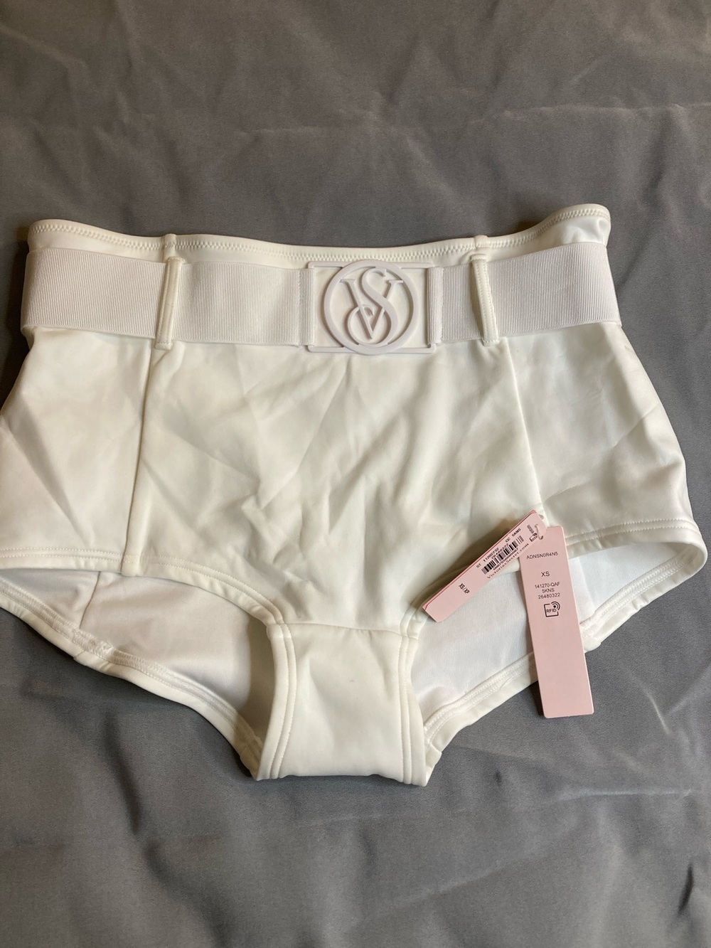 Victoria's Secret White High-Waist Sporty Shorts with Logo Belt